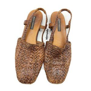 Sesto Meucci Brown Woven Slingback Sandals EUC Siz